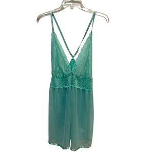 Women's Aqua Lace Sheer‎ Babydoll Slip Chemise Lingerie Plus Size XXL Sexy